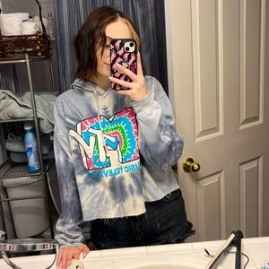 MTV tie dye cut hoodie
